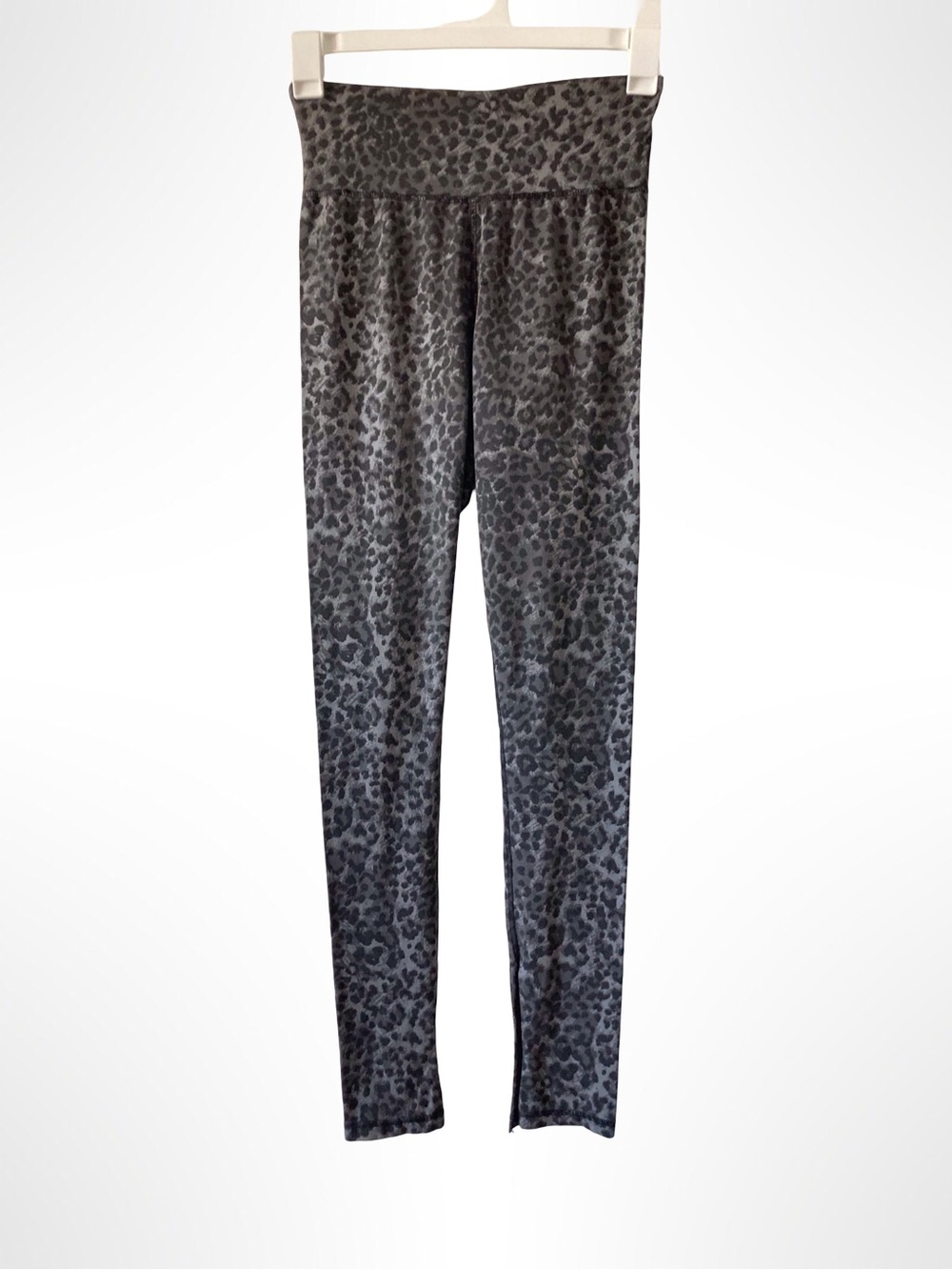 Ragdoll LA Black Gray Leopard Print Slit Hem Leggings Size Large